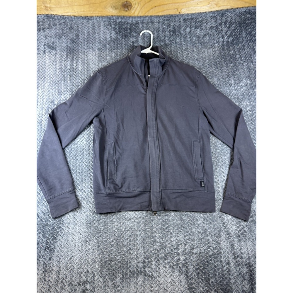 Hugo Boss Slim Fit Jacket Mens Small Navy Blue Cotton Mock Neck Full Zip Winter
